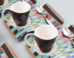 Villeroy & Boch 6 személyes exkluzív porcelán mokkás készlet, hozzá való kanállal. Matricás, jel...