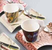 Villeroy & Boch 6 személyes exkluzív porcelán mokkás készlet, 1 hozzá való kanalakkal. Matricás,...