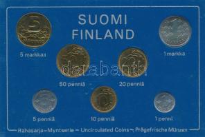 Finnország 1979. 1p-5M (7xklf) forgalmi sor plasztik tokban T:UNC Finland 1979. 1 Penni - 5 Markka (7xdiff) coin set in plastic case C:UNC