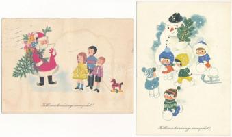 50 db MODERN magyar retro karácsonyi grafikai üdvözlő képeslap vegyes minőségben / 50 modern Hungari...