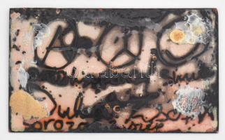 Dukai Zsófia (?-): Anarchia, peace, smile. Tűzzománc, fémlemez, jelzett a hátoldalán, 14x8 cm