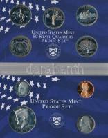 Amerikai Egyesült Államok 1999S 1c-1/2$ (4xklf) forgalmi sor, műanyag tokban + 1/4$ Cu-Ni "50 á...