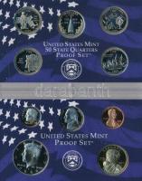 Amerikai Egyesült Államok 2000S 1c-1$ (6xklf) forgalmi sor, műanyag tokban + 1/4$ Cu-Ni "50 áll...