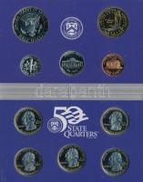 Amerikai Egyesült Államok 2000S 1c-1$ (6xklf) forgalmi sor, műanyag tokban + 1/4$ Cu-Ni "50 áll...