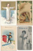 21 db RÉGI karácsonyi és újévi üdvözlő képeslap vegyes minőségben / 21 pre-1945 Christmas and New Year greeting postcards in mixed quality