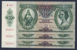 1936. 10P (3x) egymás utáni sorszámokkal T:I