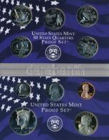 Amerikai Egyesült Államok 2002S 1c-1$ (5xklf) forgalmi sor, műanyag tokban + 1/4$ Cu-Ni "50 áll...