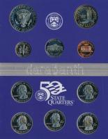 Amerikai Egyesült Államok 2002S 1c-1$ (5xklf) forgalmi sor, műanyag tokban + 1/4$ Cu-Ni "50 áll...