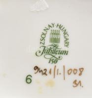 Zsolnay tulipán mintás bonbonier, jelzett, kis kopással, 7,5x7,5 cm