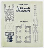 Zádor Anna: Építészeti szakszótár. Bp., 1984, Corvina. Fekete-fehér ábrákkal illusztrált. Kiadói egészvászon-kötés, kiadói papír védőborítóban, volt könyvtári példány.