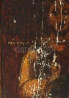 cca 1850, orosz ikonfestő, Vlagyimir, Ikon, Pantokrátor Krisztus. Fa, tojástempera. Sérülésekkel, 30...