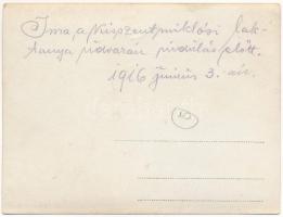 1916 Kisszentmiklós (Arad), Sannicolaul Mic; Ima a laktanya udvarán indulás előtt / WWI K.u.K. milit...