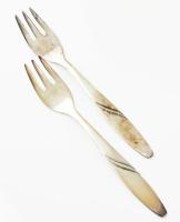 Ezüstözött süteményvilla szett, jelzett, kopott, h: 15,5 cm