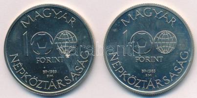 1985. 100Ft alpakka "Labdarúgó Világbajnokság 1986. - Mexikó" + 100Ft alpakka "Labdar...