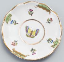 2 db Herendi jelzésű, de nem Herendi Viktória szerű mintás mokkás csésze, aljjal. Kézzel festett, je...