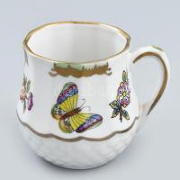 2 db Herendi jelzésű, de nem Herendi Viktória szerű mintás mokkás csésze, aljjal. Kézzel festett, je...