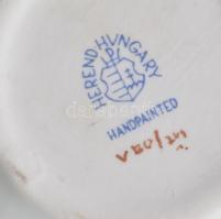 2 db Herendi jelzésű, de nem Herendi Viktória szerű mintás mokkás csésze, aljjal. Kézzel festett, je...