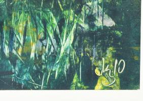 Mezős Béla (1949- ): A tóparton. Akril, karton. Jelzett, üvegezett keretben 18x28 cm, 30x40 cm Hátol...