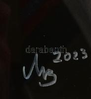 Mezős Béla (1949- ): Virágok. Akril, karton. Jelzett, üvegezett keretben 18x28 cm, 30x40 cm Hátoldal...