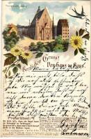 1898 (Vorläufer) Leipzig, Thomaskirche. Postkarte &quot;Von Haus zu Haus&quot; No. 15. Floral (cut)