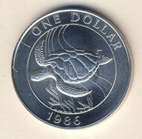 Bermuda 1986. 1$ Ag "WWF-Teknős" T:BU Tanúsítvánnyal!