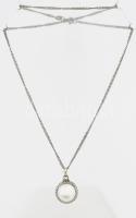 Ezüst(Ag) nyaklánc tenyésztett gyönggyel díszített medállal, jelzett, h: 46 cm, bruttó: 9,4 g