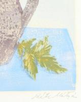 Réti Mátyás (1922-2002): Sárgavirág. Színes linómetszet, papír, jelzett, lap széle kissé foltos, üve...