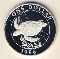 Bermuda 1986. 1$ Ag "WWF-Teknős" T:PP Tanúsítvánnyal!