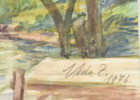 Vida Zoltán (1926-): Vízparti táj, 1976. Akvarell, papír. Jelezve jobbra lent. Üvegezett fakeretben....