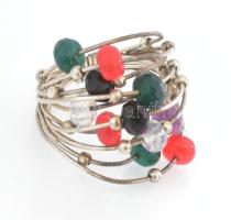 Ezüst(Ag) gyűrű színes kövekkel, jelzés nélkül, bruttó: 8,2 g