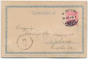 1899 (Vorläufer) Üdvözlet! Hímzett üdvözlő képeslap. Schmidt testvérek kiadása / Embroidered greetin...