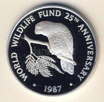 Kajmán-szigetek 1987. 5$ Ag "WWF-Kubai amazon papagáj" T:PP Csak 25.000db! Tanúsítvánnyal!