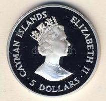 Kajmán-szigetek 1987. 5$ Ag "WWF-Kubai amazon papagáj" T:PP Csak 25.000db! Tanúsítvánnyal!