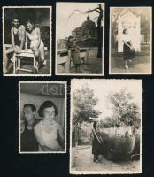 cca 1930-1940 Szép hölgy fotói, 6 db fotó (közte egy nagyméretű, utólagosan színezett), vegyes állap...