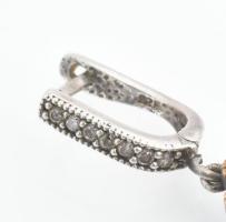 Ezüst(Ag) fülebvalópár rubinnal, jelzett, h: 3 cm, bruttó: 7,67 g