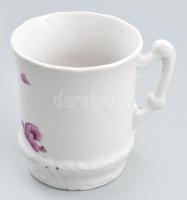 cca 1880, Antik bögre, kézzel festett, kopott, m: 9,5 cm