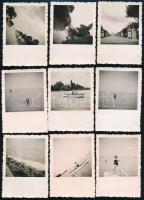 1941 Balaton és környéke, Tihany, fürdőzők, csónakázók, vitorlások, stb., 34 db fotó, a hátoldalon d...