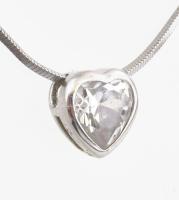 Ezüst(Ag) nyaklánc szív medállal, jelzett, h: 42 cm, bruttó: 6,4 g