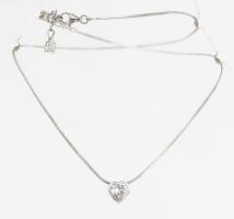 Ezüst(Ag) nyaklánc szív medállal, jelzett, h: 42 cm, bruttó: 6,4 g