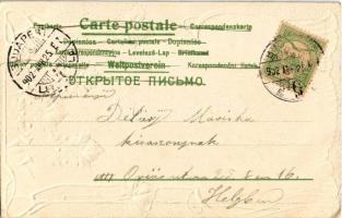 1902 Art Nouveau lady. Floral, Emb. litho (EK)