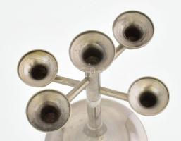 Fördős László (1938- ): Iparművész ötágú gyertyatartó. Fém, jelzett, kopásokkal m: 24 cm