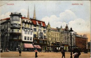 1922 Zagreb, Zágráb; Jelacicev trg / square, shops of Poppovic, Fuchs, S. Stanisic, Anker (EK)