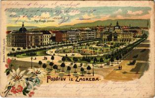 1902 Zagreb, Zágráb; Trg Franje Josipa. R.F. Auer Art Nouveau, floral, litho (EK)