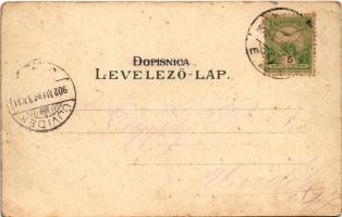 1902 Zagreb, Zágráb; Trg Franje Josipa. R.F. Auer Art Nouveau, floral, litho (EK)