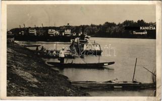 1958 Magyarkanizsa, Ókanizsa, Ó-Kanizsa, Stara Kanjiza; Tisza part, hajók / Tisa riverbank, ships (EK)