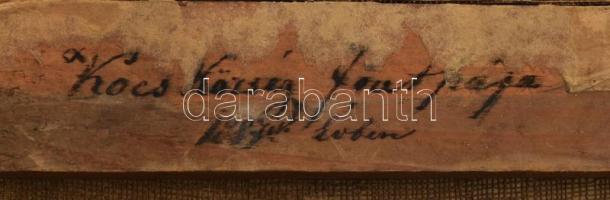 Olvashatatlan (... Geyza) jelzéssel: Kocs község főutcája, 1880-as évek. Olaj, vászon. Felületi sérü...