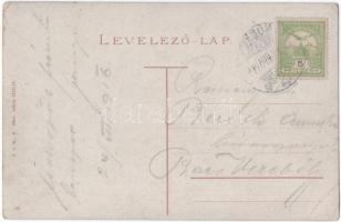 1916 Pozsony, Pressburg, Bratislava; Sétatér, villamos, Kern Endre üzlete, ügetőversenyek reklámposz...