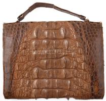 Krokodilbőr táska, használt, kopott, 20x26 cm