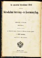 1850 Az ausztriai birodalmat illető közönséges birodalmi törvény- és kormánylap. 1850-diki évfolyam. Magyar-német bilingvis. I. kötet.Bécs, 1850., Cs. K. Udvari és Állami Nyomda. Korabeli félvászon-kötés, kopott borítóval, régi intézményi bélyegzéssel.