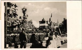 1938 Ipolyság, Sahy; bevonulás, az első tábori mise / entry of the Hungarian troops, first field mass + "1938 Ipolyság Az Első Visszatért Magyar Város" "Léva visszatért" So. Stpl. (EK)